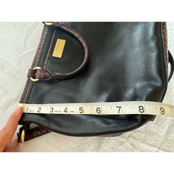 Brahmin Brown Leather Croc Embossed Top Handle Purse Handbag Shoulder Bag - Picture 9 of 9